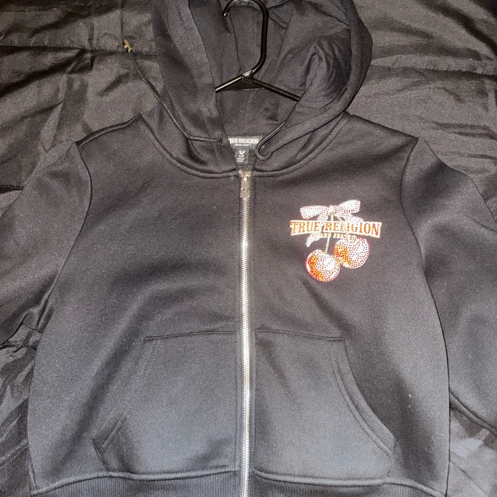 True Religion Kids Black Hoodie with Cherry Design